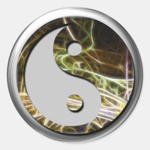Fractal YingYang Sticker Runt Klistermärke