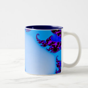 Fractalblått Två-Tonad Mugg