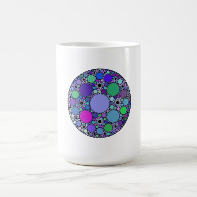 Fractalcirklar i Lila Rosa Blue Grönt Magisk Mugg (Center)
