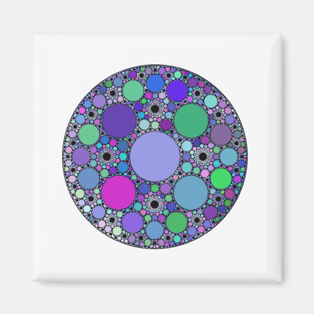Fractalcirklar i Lila Rosa Blue Grönt Magnet (Framsidan)