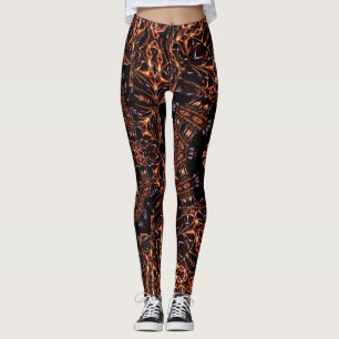 Fractalen avfyrar Moodanpassningsbardamasker Leggings