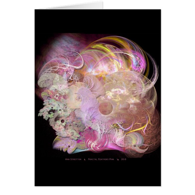 Fractalen befjädrar det rosa kortet hälsningskort (Framsidan)
