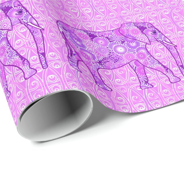 Fractalen virvlar runt elefanten - lilor och presentpapper (Rullad Hörn)