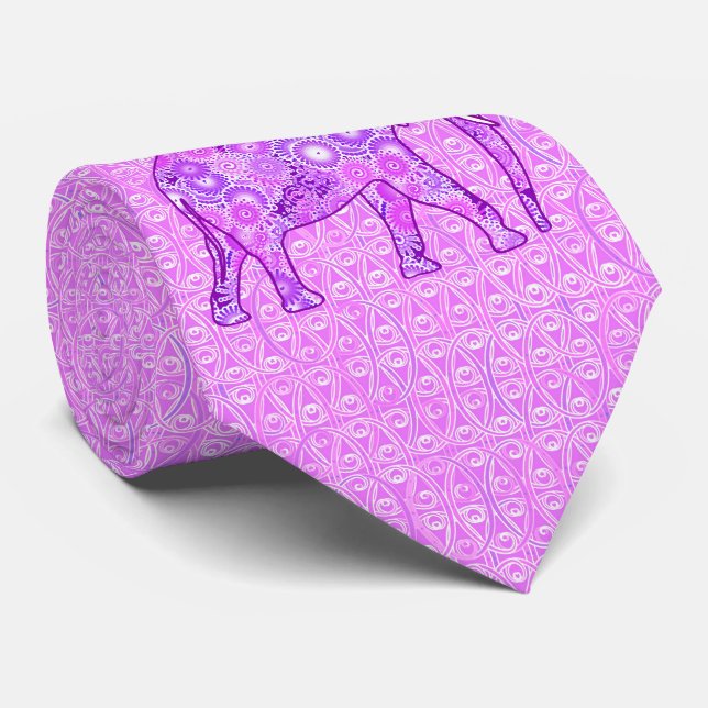 Fractalen virvlar runt elefanten - lilor och slips (Rullad)