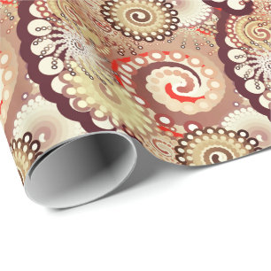 Fractalen virvlar runt mönster, choklad och kräm presentpapper