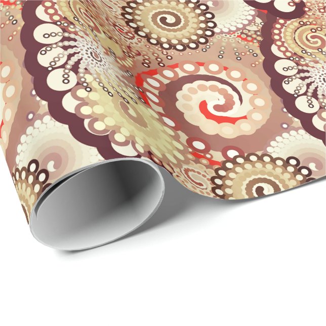 Fractalen virvlar runt mönster, choklad och kräm presentpapper (Rullad Hörn)