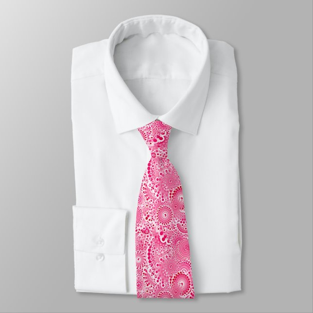 Fractalen virvlar runt mönster, djup fuchsia rosa slips (Bunden)