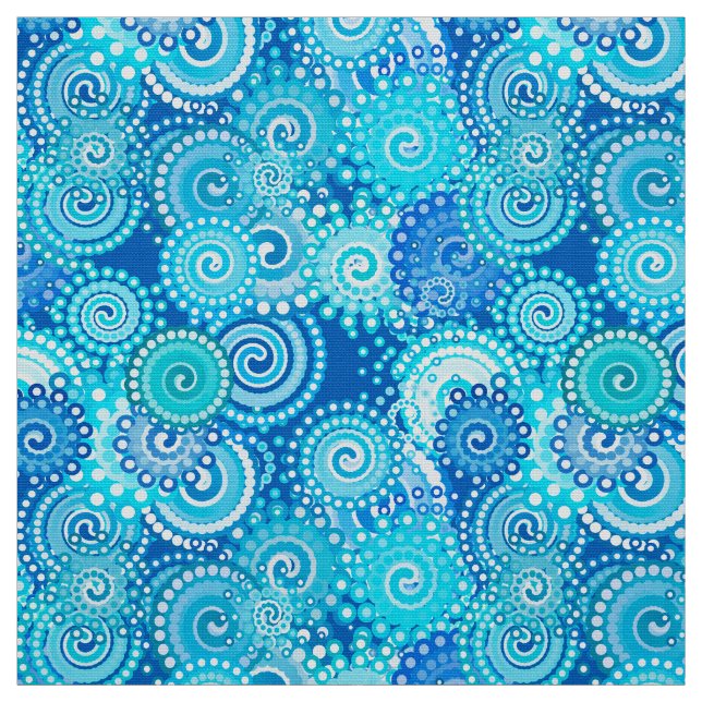 Fractalen virvlar runt mönster, koboltblått tyg (Provkarta)