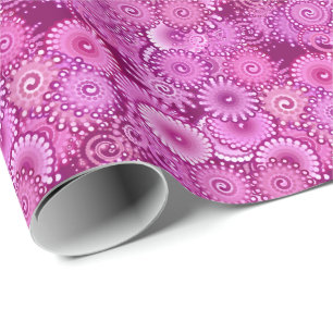 Fractalen virvlar runt mönster, lilan, rosor, presentpapper