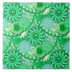Fractalen virvlar runt mönster, turkos, aqua, jad kakelplatta