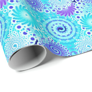 Fractalen virvlar runt mönster, turkos, aqua, presentpapper
