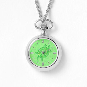 Fractalen virvlar runt sköldpaddan - limefrukt- armbandsur