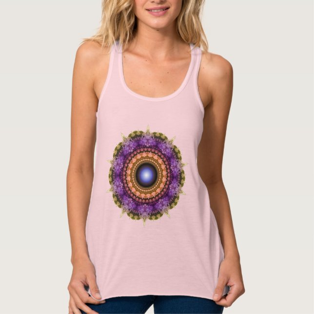 Fractalfärgad mandala linne med racerback  (Framsida)