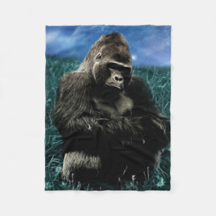 Fractalgorilla i ängen fleecefilt