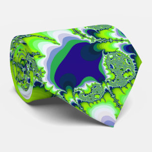 Fractalgrönt och blått slips