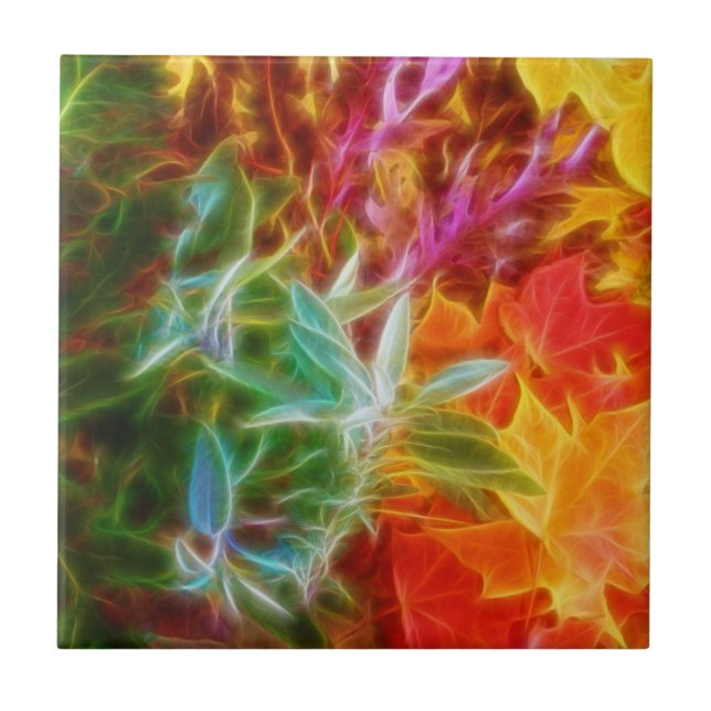 Fractalhöst lövregnbåge kakelplatta (Framsidan)