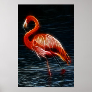 Fractalius Rosa Flamingo Poster