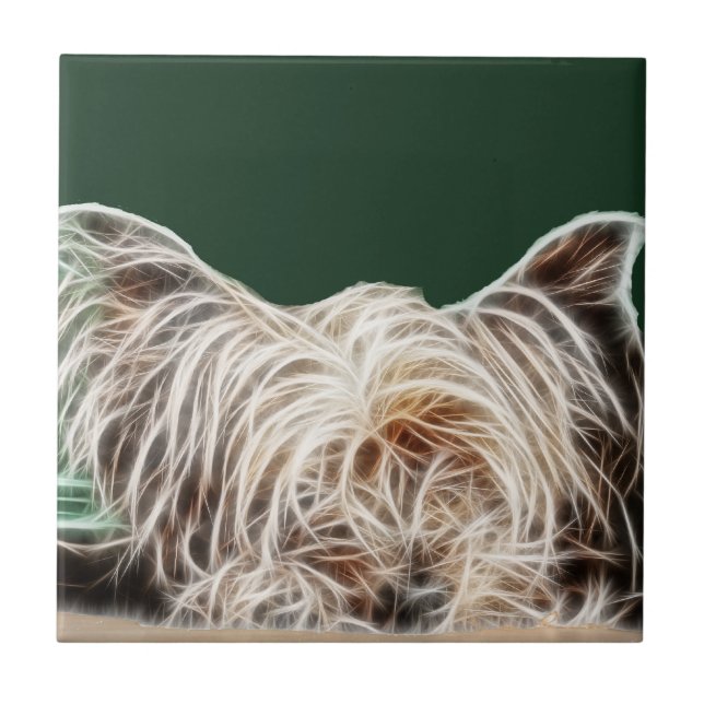 Fractalius Yorkie hund Kakelplatta (Framsidan)