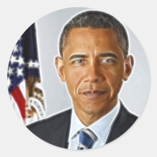 Fractalkonst, officiellt porträtt Barack Obama Runt Klistermärke