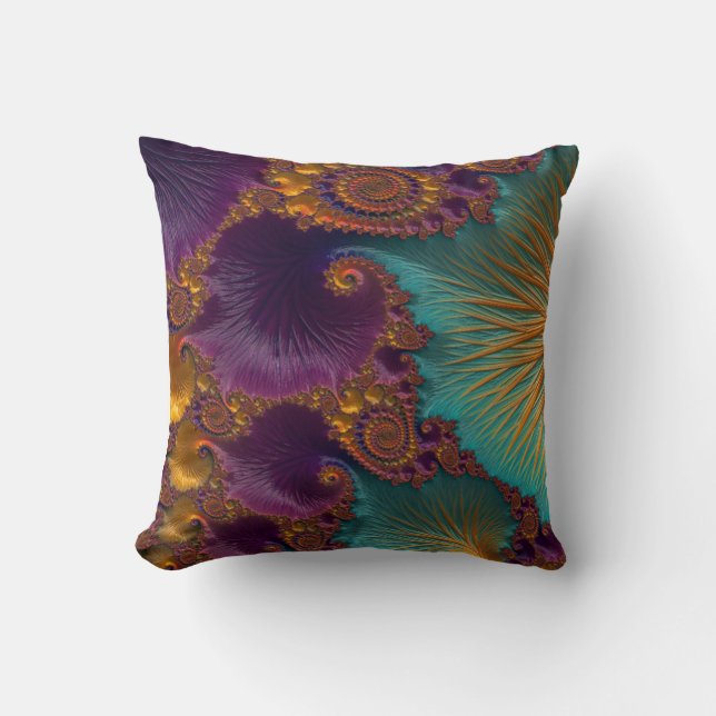 Fractalkonstlilor/brun dekorativ kudde (Framsida)