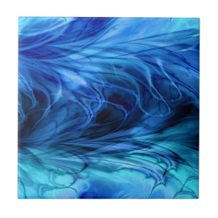 Fractalmarmorblått Kakelplatta
