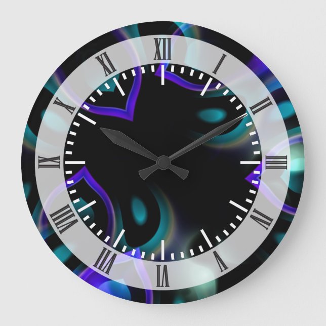 Fractalpåfågelfjädrar Stor Klocka (Framsida)