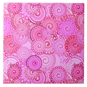 Fractalrolja mönster, rosa och fuchsia kakelplatta