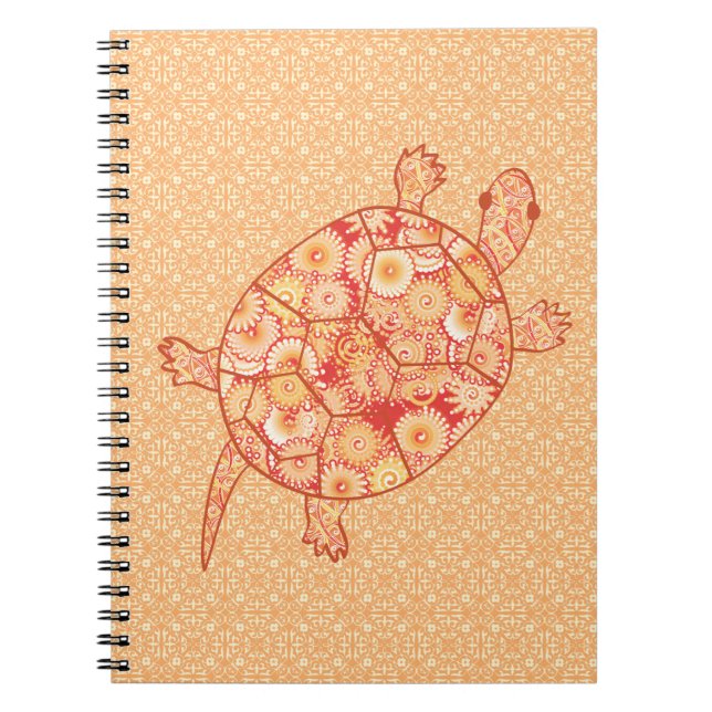 Fractalsköldpadda - orange av mandarin anteckningsbok med spiral (Framsidan)