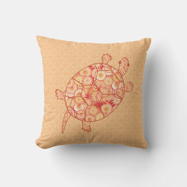 Fractalsköldpadda - orange av mandarin kudde (Framsida)