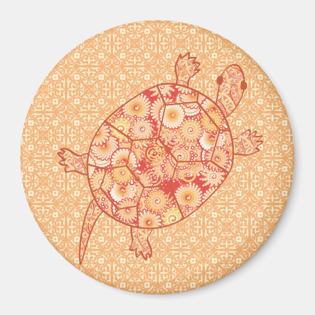 Fractalsköldpadda - orange av mandarin magnet (Framsidan)