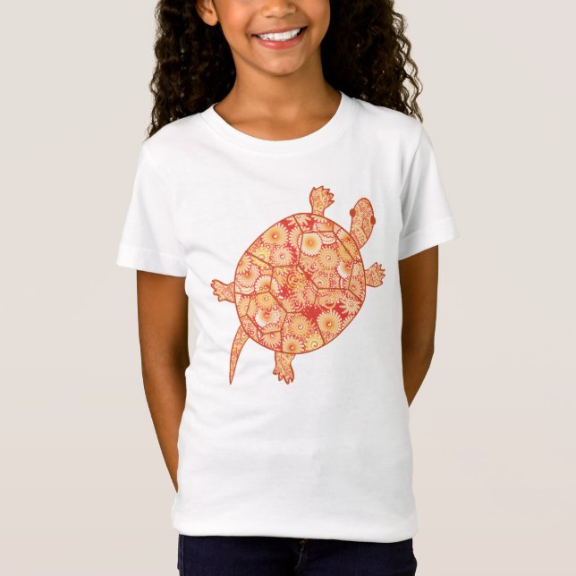 Fractalsköldpadda - orange av mandarin tee (Framsida)