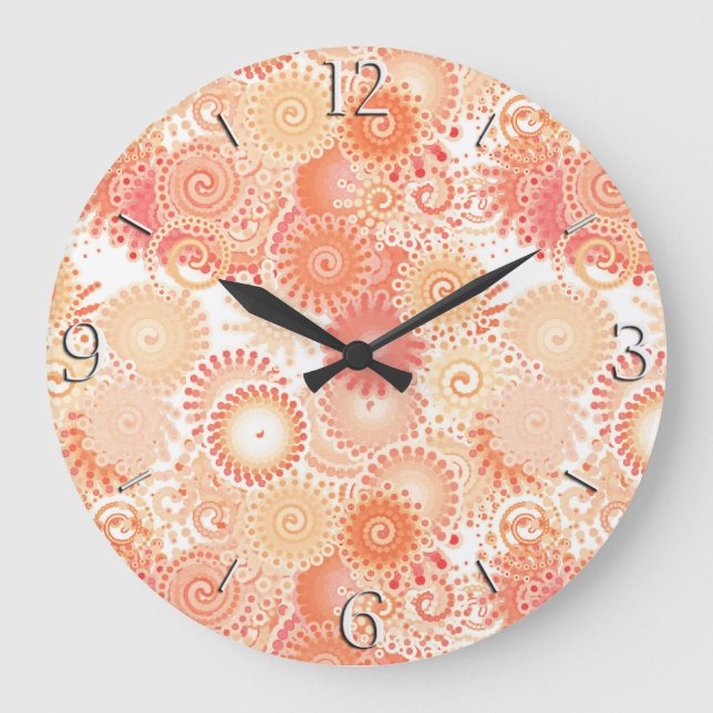 Fractalvirvel mönster, korallskuggor och persikor stor klocka (Framsida)