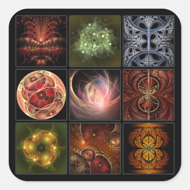 Fractalworld Fyrkantigt Klistermärke (Framsida)