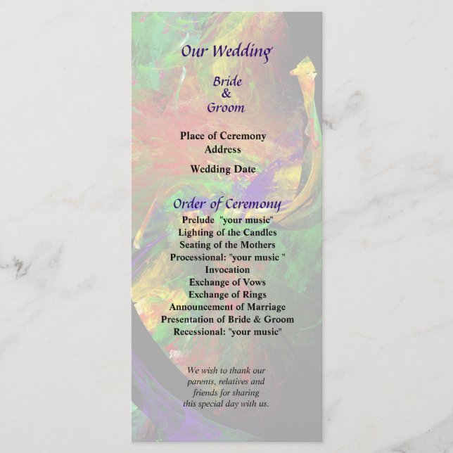 Fractraler - Bröllopsprogrammet Peacock Program (Framsida)