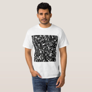 "Fractura" - Svart Vitt Kamouflage Mönster T Shirt