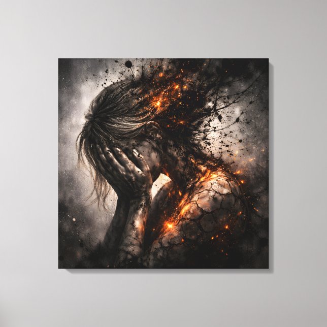 Fractured Soul: Internal Anguish Square Canvas (Framsida)