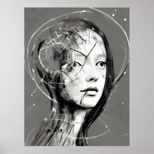 Fractured Woman-vykort Poster