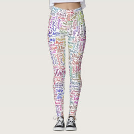 Fråga Apprendre Nuage MotssTexte Motif-meddelande Leggings