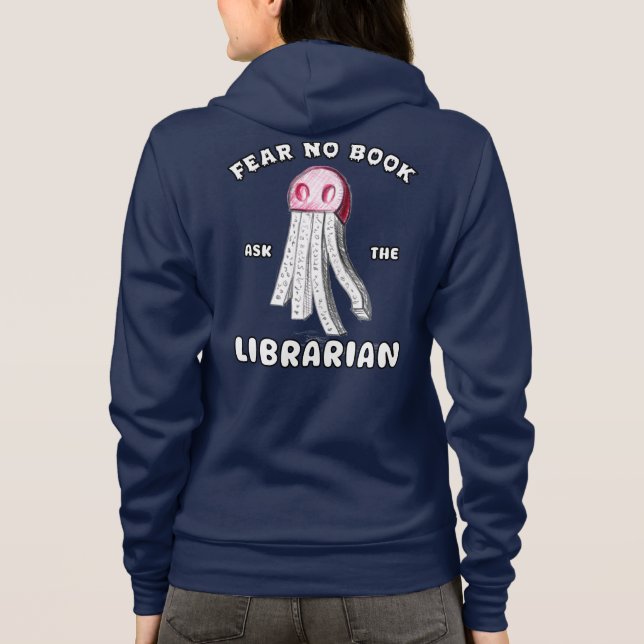 Fråga bibliotekariefonden och tillbaka utskriven t shirt (Baksida)
