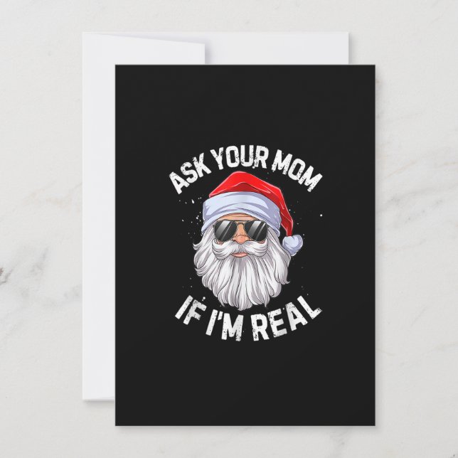 Fråga din Mamma om jag är en riktigt fin jultomte Inbjudningar (Framsida)