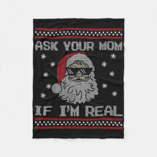 Fråga din mamma om jag är riktiga tomten ful jul fleecefilt