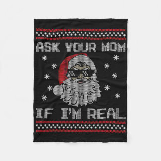 Fråga din mamma om jag är riktiga tomten ful jul fleecefilt
