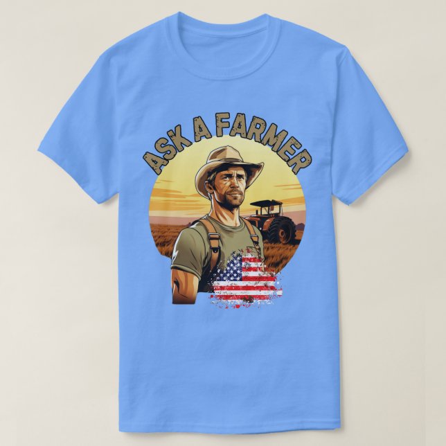 Fråga en lantgårdaramerikan i byn Farmer T Shirt (Design framsida)