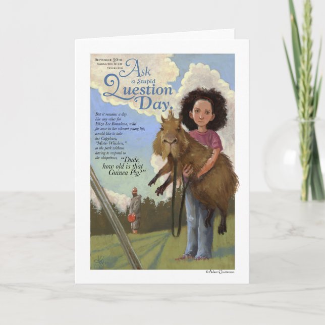 Fråga ett dumt ifrågasätter dagkortet kort (Framsida)