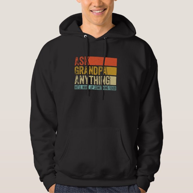 Fråga farfar vad som helst Rolig retro farfar Hoodie (Framsida)