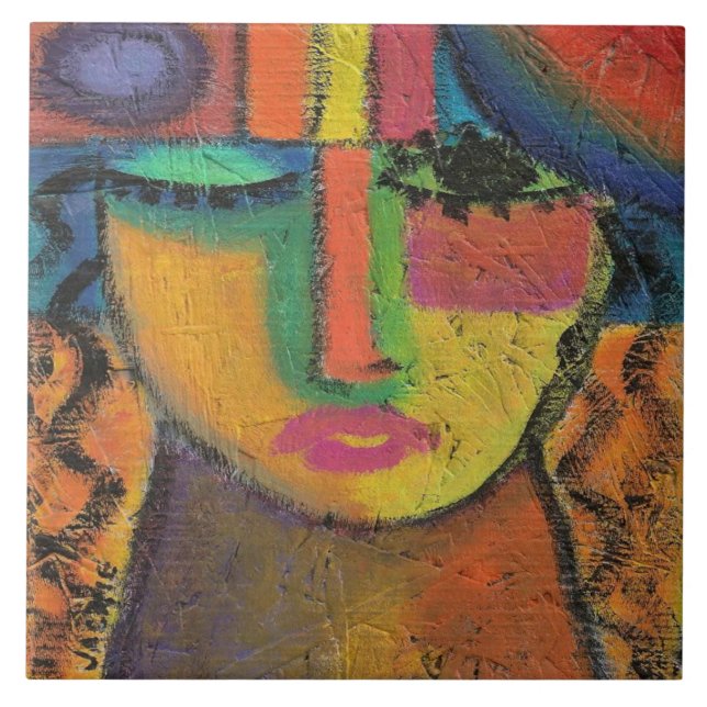 Fråga inte Abstrakten akrylmålning på OSB-skivor Kakelplatta (Framsidan)