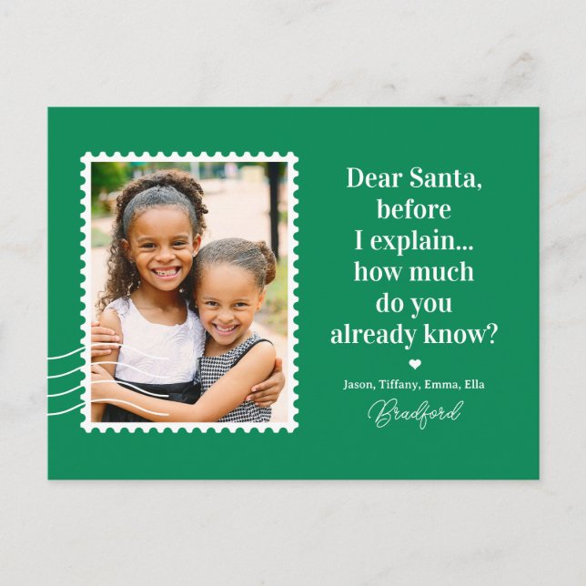 Fråga jultomtens EDITABLE FÄRG Helgdag Card-vykort Helg Vykort (Framsida)