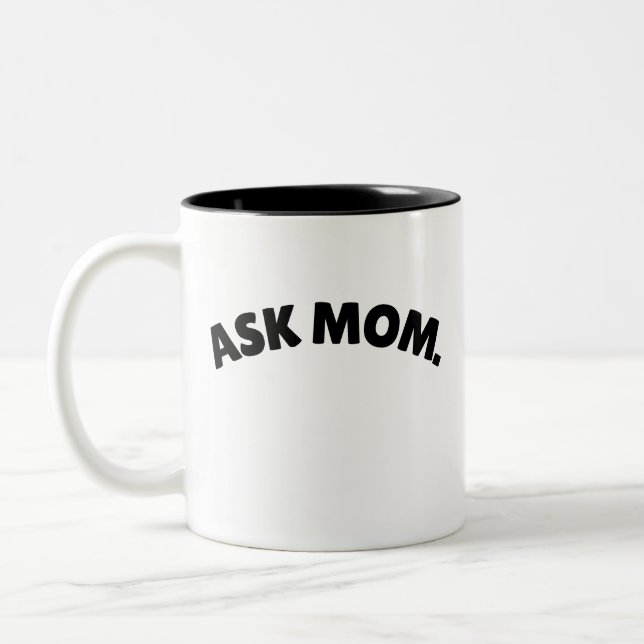 Fråga mamma-mugg, mamma vet allting kaffekopp, rol Två-Tonad mugg (Vänster)