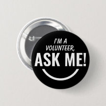 Fråga mig Black Volunteer Badge Pinback