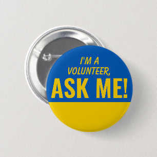 Fråga mig Gult Blue Ukraina Volunteer Badge Pinba Knapp